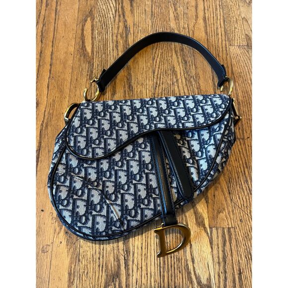 DIOR Blue Saddle Handbag Shoulder Bag Women's Size Small - Picture 5 of 16